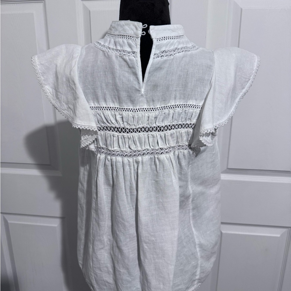 Zara Women white linen blouse top like new